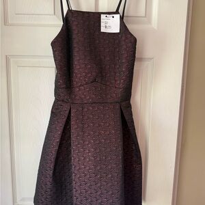 BCBGeneration Black and Burgundy Geometric Mini Dress